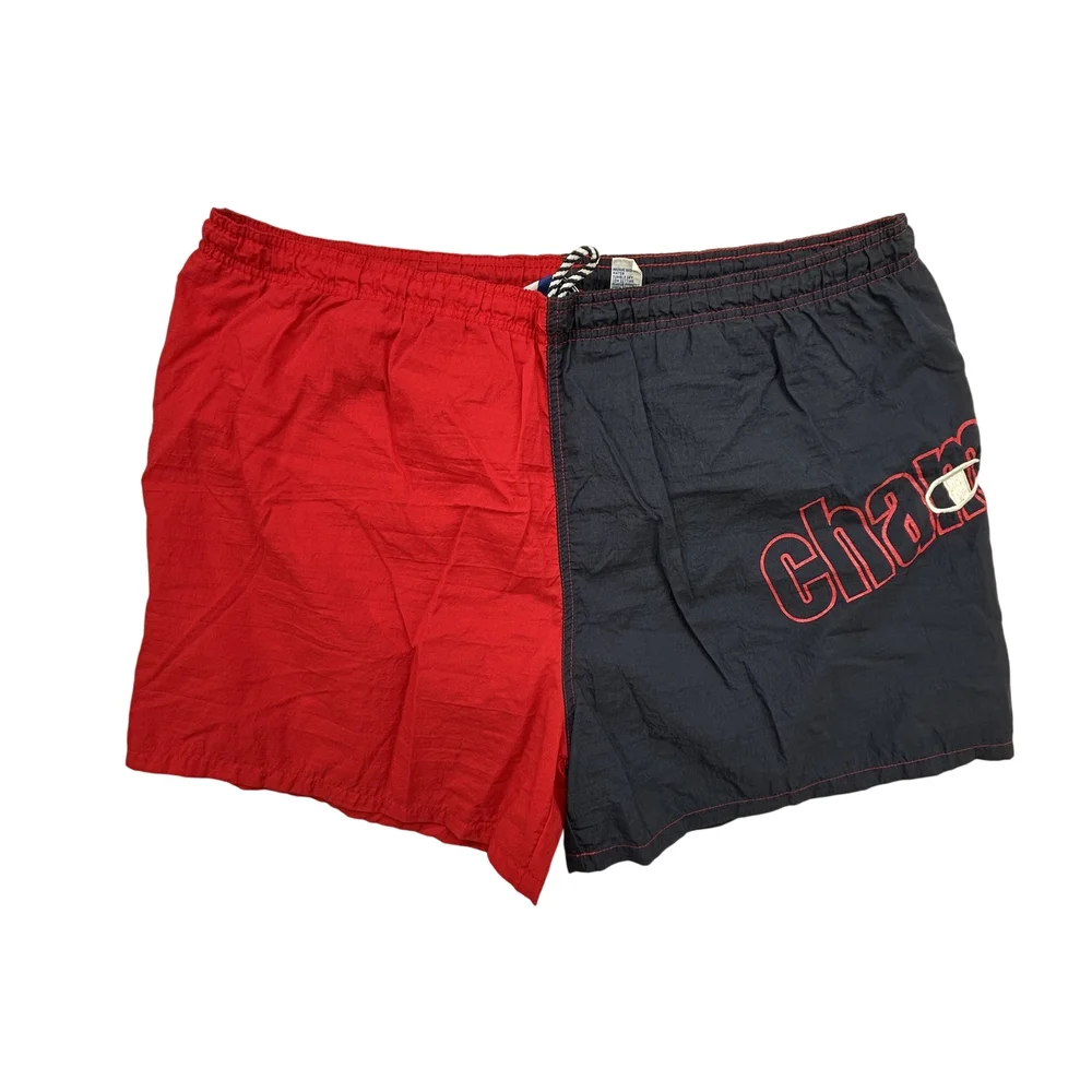 Vintage Champion Shorts Mens XL Authentic Athletic Apparel Red Navy Nylon Mesh